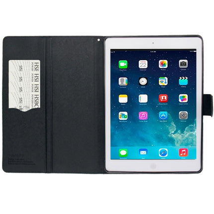 GOOSPERY FANCY DIARY for iPad Air Cross Texture Leather Case with Card Slot & Holder & Wallet(Black)-garmade.com