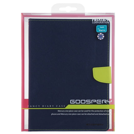 GOOSPERY FANCY DIARY for iPad Air Cross Texture Leather Case with Card Slot & Holder & Wallet(Navy Blue)-garmade.com