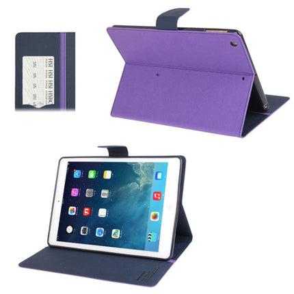 GOOSPERY FANCY DIARY for iPad Air Cross Texture Leather Case with Card Slot & Holder & Wallet(Purple)-garmade.com