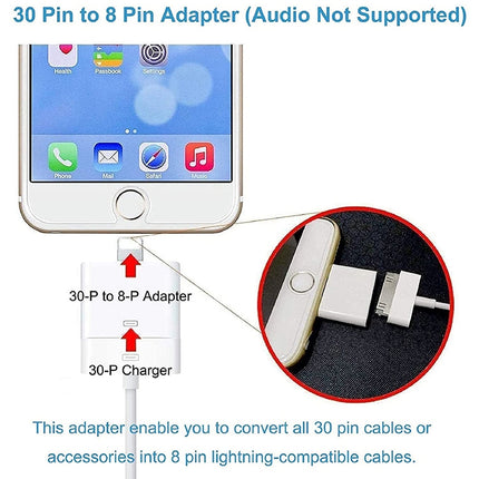 30 Pin Female to 8 Pin Male Adapter for iPhone(White)-garmade.com