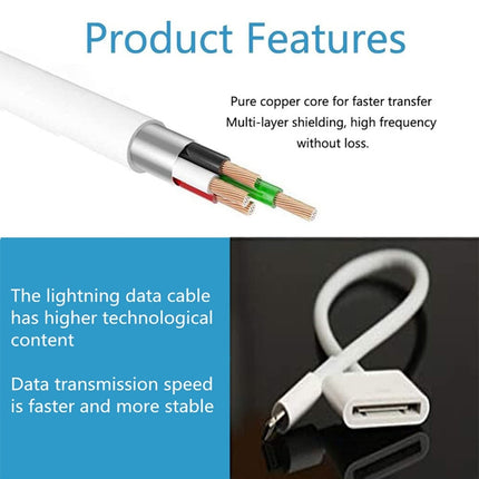 8 Pin to 30 Pin Adapter Cable, Cable Length: 10cm(White)-garmade.com