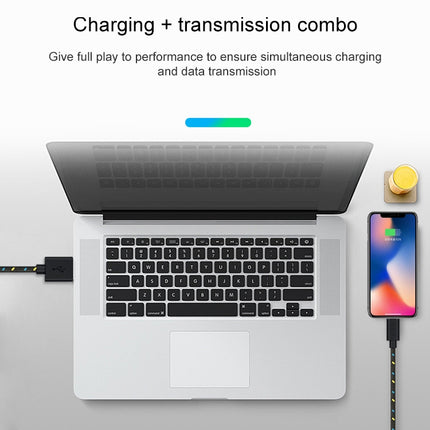 1m Nylon Netting Style USB 8 Pin Data Transfer Charging Cable for iPhone, iPad(Black)-garmade.com