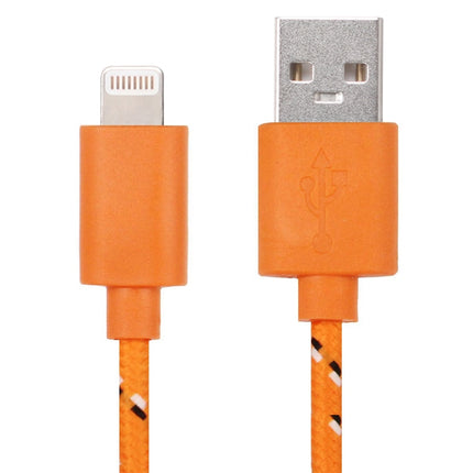 1m Nylon Netting Style USB 8 Pin Data Transfer Charging Cable for iPhone, iPad(Orange)-garmade.com