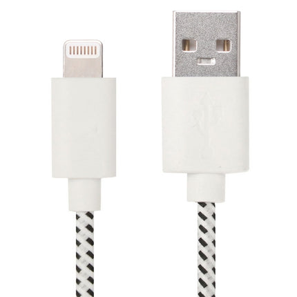 1m Nylon Netting Style USB 8 Pin Data Transfer Charging Cable for iPhone, iPad(White)-garmade.com