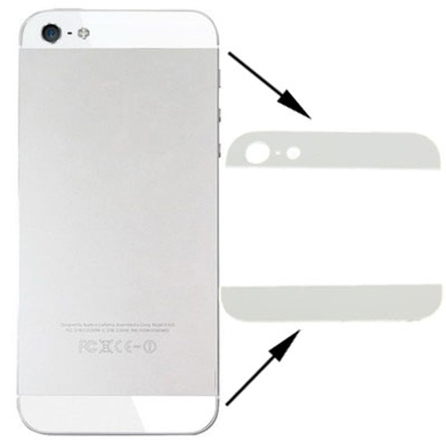 OEM Version Back Cover Top & Bottom Glass Lens for iPhone 5(White)-garmade.com