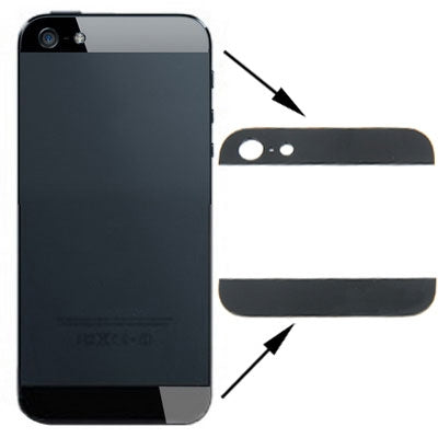 Back Cover Top & Bottom Glass Lens for iPhone 5(Black)-garmade.com