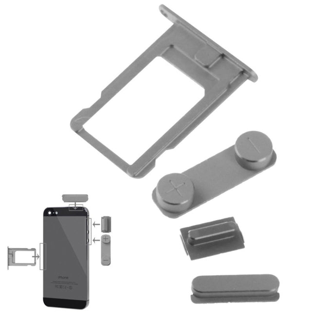 4 in 1 for iPhone 5 & 5S Alloy Material Colorful Nano SIM Card Tray + Volume Button + Power Button + Mute Button-garmade.com