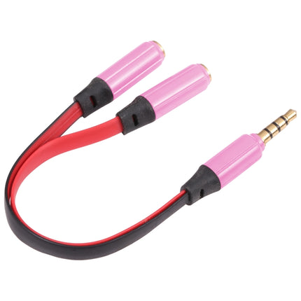 Noodle Style Aux Audio Cable 3.5mm Male to 2 x Female Splitter Connector, Compatible with Phones, Tablets, Headphones, MP3 Player, Car/Home Stereo & More(Pink)-garmade.com