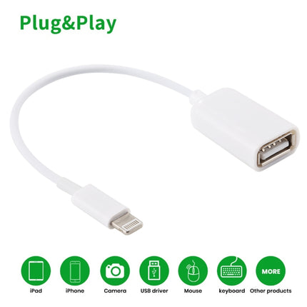 USB Female to 8pin Male OTG Adapter Cable, Support iOS 10.2 and Below, Length: 18cm(White)-garmade.com
