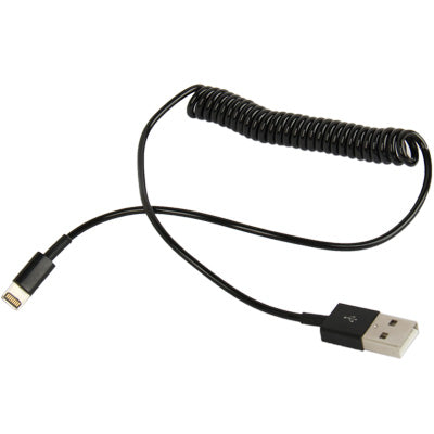 USB Sync Data / Charging Coiled Cable for iPhone, iPad(Black)-garmade.com