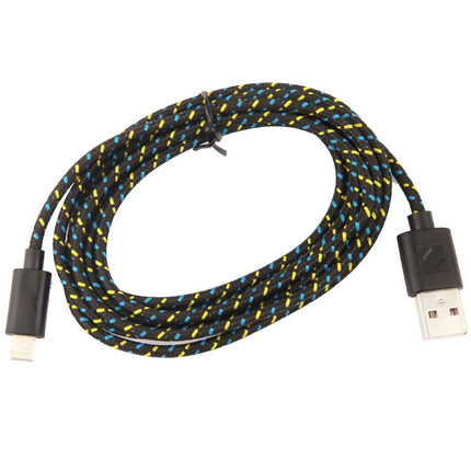 1m Nylon Netting USB Data Transfer Charging Cable For iPhone, iPad, Compatible with up to iOS 15.5(Blue)-garmade.com