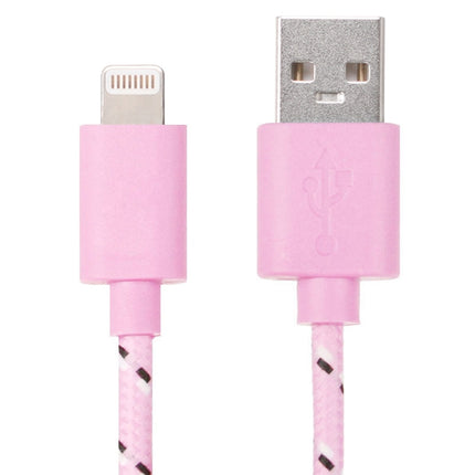 1m Nylon Netting USB Data Transfer Charging Cable For iPhone, iPad, Compatible with up to iOS 15.5(Pink)-garmade.com