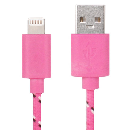 1m Nylon Netting USB Data Transfer Charging Cable For iPhone, iPad, Compatible with up to iOS 15.5(Magenta)-garmade.com