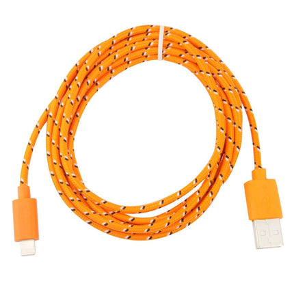 1m Nylon Netting USB Data Transfer Charging Cable For iPhone, iPad, Compatible with up to iOS 15.5(Orange)-garmade.com