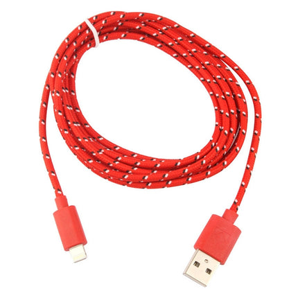 1m Nylon Netting USB Data Transfer Charging Cable For iPhone, iPad, Compatible with up to iOS 15.5(Red)-garmade.com