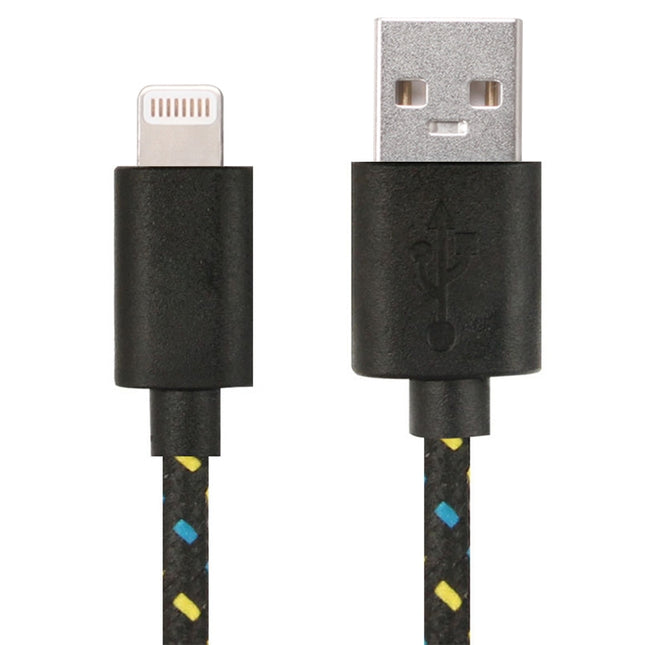 3m Nylon Netting Style USB Data Transfer Charging Cable for iPhone, iPad(Black)-garmade.com