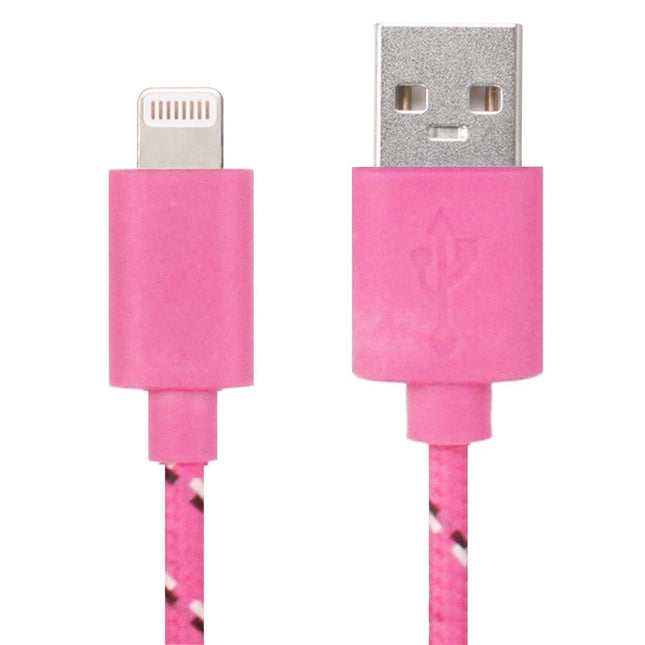 3m Nylon Netting Style USB Data Transfer Charging Cable for iPhone, iPad(Magenta)-garmade.com