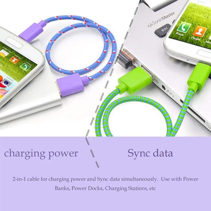3m Nylon Netting Style USB Data Transfer Charging Cable for iPhone, iPad(Purple)-garmade.com