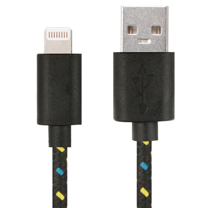 2m Nylon Netting USB Data Transfer Charging Cable For iPhone, iPad(Black)-garmade.com