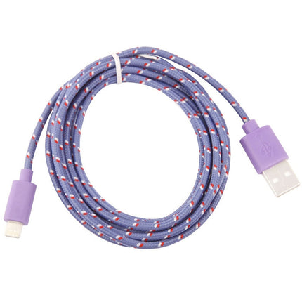 2m Nylon Netting USB Data Transfer Charging Cable For iPhone, iPad(Purple)-garmade.com