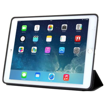 3-fold Naturally Treated Smart Leather Case with Sleep / Wake-up Function & Holder for iPad Air 2(Black)-garmade.com