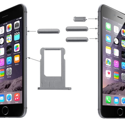 Card Tray & Volume Control Key & Screen Lock Key & Mute Switch Vibrator Key Kit for iPhone 6(Grey)-garmade.com