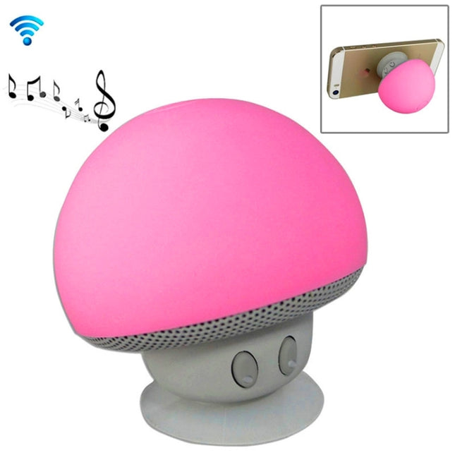 Mushroom Shape Bluetooth Speaker with Suction Holder(Pink)-garmade.com