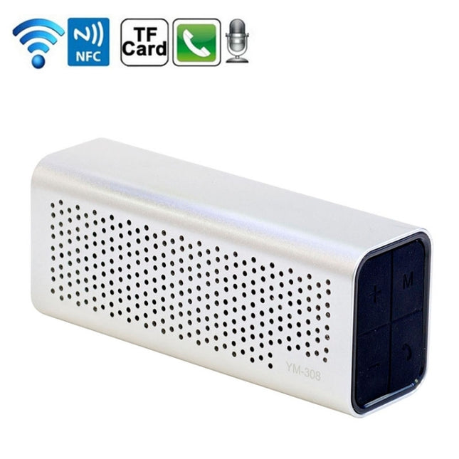 YM-308 Portable Rechargeable NFC Bluetooth Speaker, Support TF Card(Silver)-garmade.com