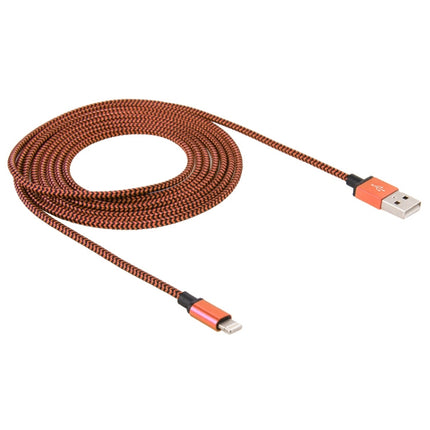 2A Woven Style USB to 8 Pin Sync Data / Charging Cable, Cable Length: 1m(Orange)-garmade.com
