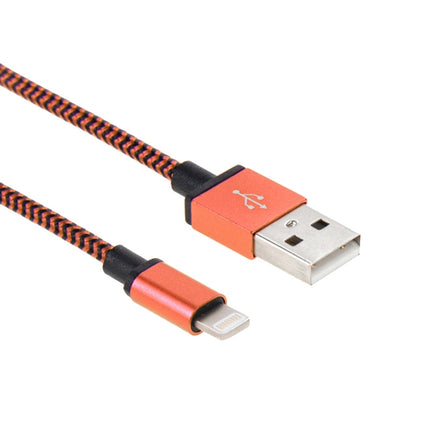 2A Woven Style USB to 8 Pin Sync Data / Charging Cable, Cable Length: 1m(Orange)-garmade.com