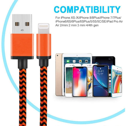 2A Woven Style USB to 8 Pin Sync Data / Charging Cable, Cable Length: 1m(Green)-garmade.com