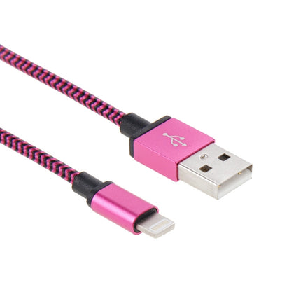 2A Woven Style USB to 8 Pin Sync Data / Charging Cable, Cable Length: 1m(Purple)-garmade.com
