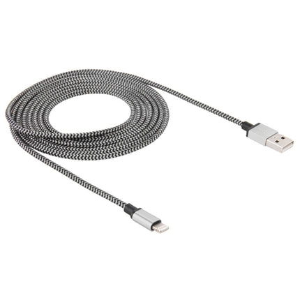2A Woven Style USB to 8 Pin Sync Data / Charging Cable, Cable Length: 1m(Silver)-garmade.com