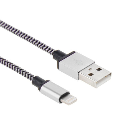 2A Woven Style USB to 8 Pin Sync Data / Charging Cable, Cable Length: 1m(Silver)-garmade.com