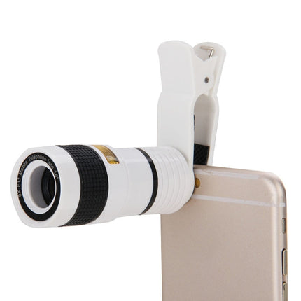 8X Zoom Telescope Telephoto Camera Lens with Clip(White)-garmade.com