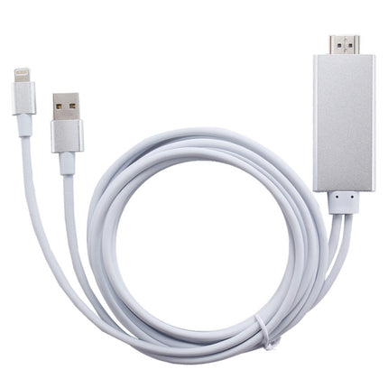 8 Pin to HDMI HDTV Adapter Cable with USB Charger Cable(Silver)-garmade.com