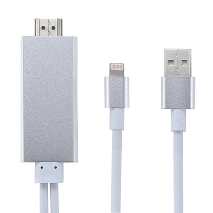 8 Pin to HDMI HDTV Adapter Cable with USB Charger Cable(Silver)-garmade.com
