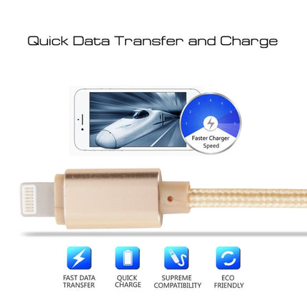 1m Woven Style Metal Head 8 Pin to USB Data Sync Charging Cable for iPhone, iPad-garmade.com