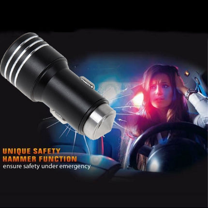 KX-C001 2 USB Ports 5V 4.2A Car Charger with Safety Hammer Function, For iPhone, iPad, Galaxy, Huawei, Xiaomi, LG, HTC, other Smart Phones and Tablets(Black)-garmade.com