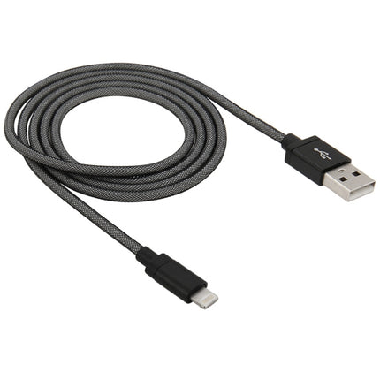 Net Style Metal Head 8 Pin to USB Data / Charger Cable, Cable Length: 1m(Black)-garmade.com