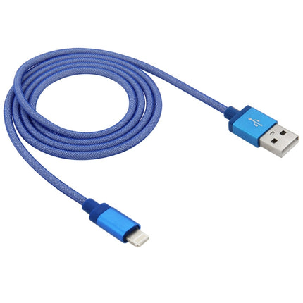 Net Style Metal Head 8 Pin to USB Data / Charger Cable, Cable Length: 1m(Blue)-garmade.com