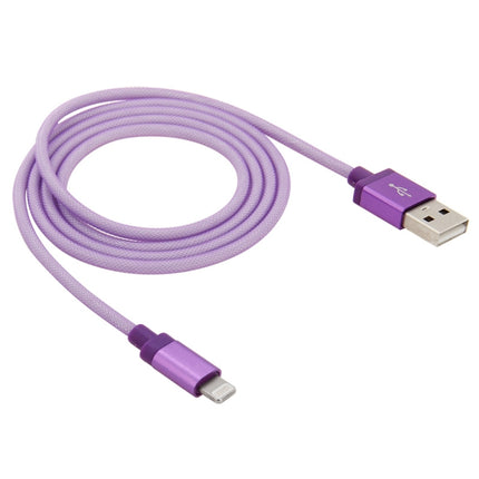 Net Style Metal Head 8 Pin to USB Data / Charger Cable, Cable Length: 1m(Purple)-garmade.com