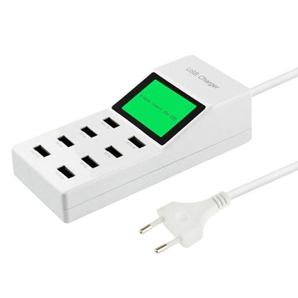 CDA6 5V (2.1A + 2.1A + 1A + 1A + 1A + 1A + 0.5A + 0.5A ) 8 USB Ports Superfast Charging USB Charger with Display Screen-garmade.com