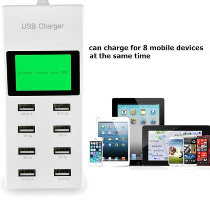 CDA6 5V (2.1A + 2.1A + 1A + 1A + 1A + 1A + 0.5A + 0.5A ) 8 USB Ports Superfast Charging USB Charger with Display Screen-garmade.com