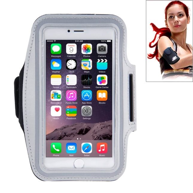 Sport Armband Case with Earphone Hole and Key Pocket for iPhone 6 Plus(Grey)-garmade.com