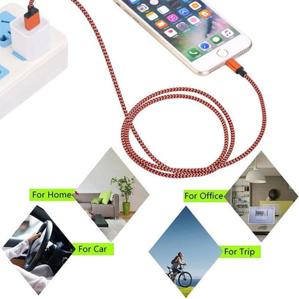 2m Woven Style 8 Pin to USB Sync Data / Charging Cable(Orange)-garmade.com