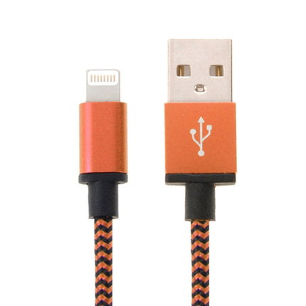2m Woven Style 8 Pin to USB Sync Data / Charging Cable(Orange)-garmade.com