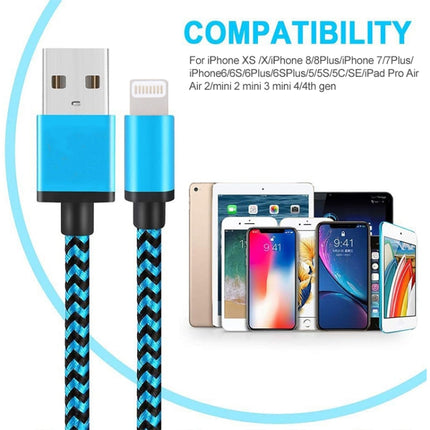 2m Woven Style 8 Pin to USB Sync Data / Charging Cable(Green)-garmade.com
