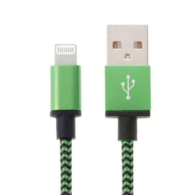 2m Woven Style 8 Pin to USB Sync Data / Charging Cable(Green)-garmade.com
