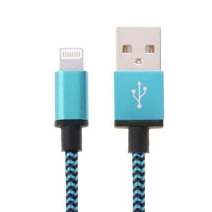 2m Woven Style 8 Pin to USB Sync Data / Charging Cable(Blue)-garmade.com